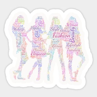 Girls Fashion Silhouette Shape Text Word Cloud Sticker